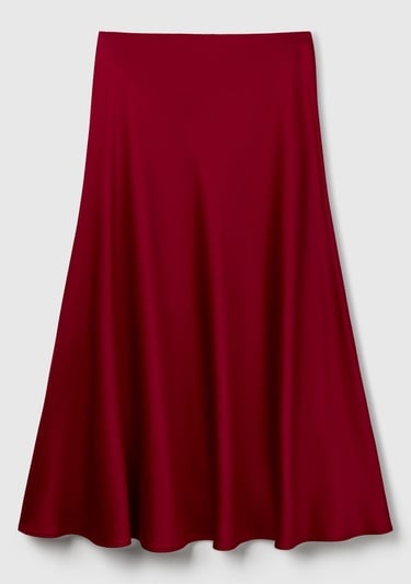  Kadın Bordo Viskoz Karışımlı Uzun Etek