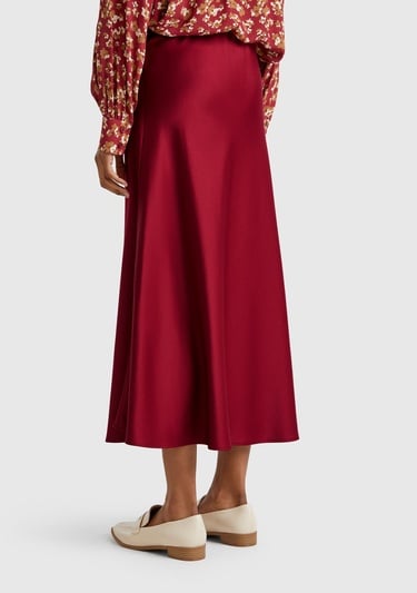  Kadın Bordo Viskoz Karışımlı Uzun Etek