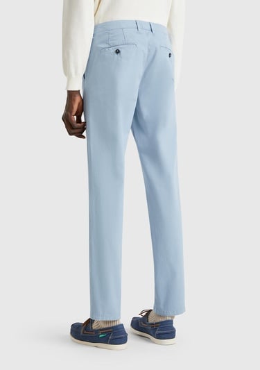  Erkek Açık Mavi Slim Fit Chino Pantolon