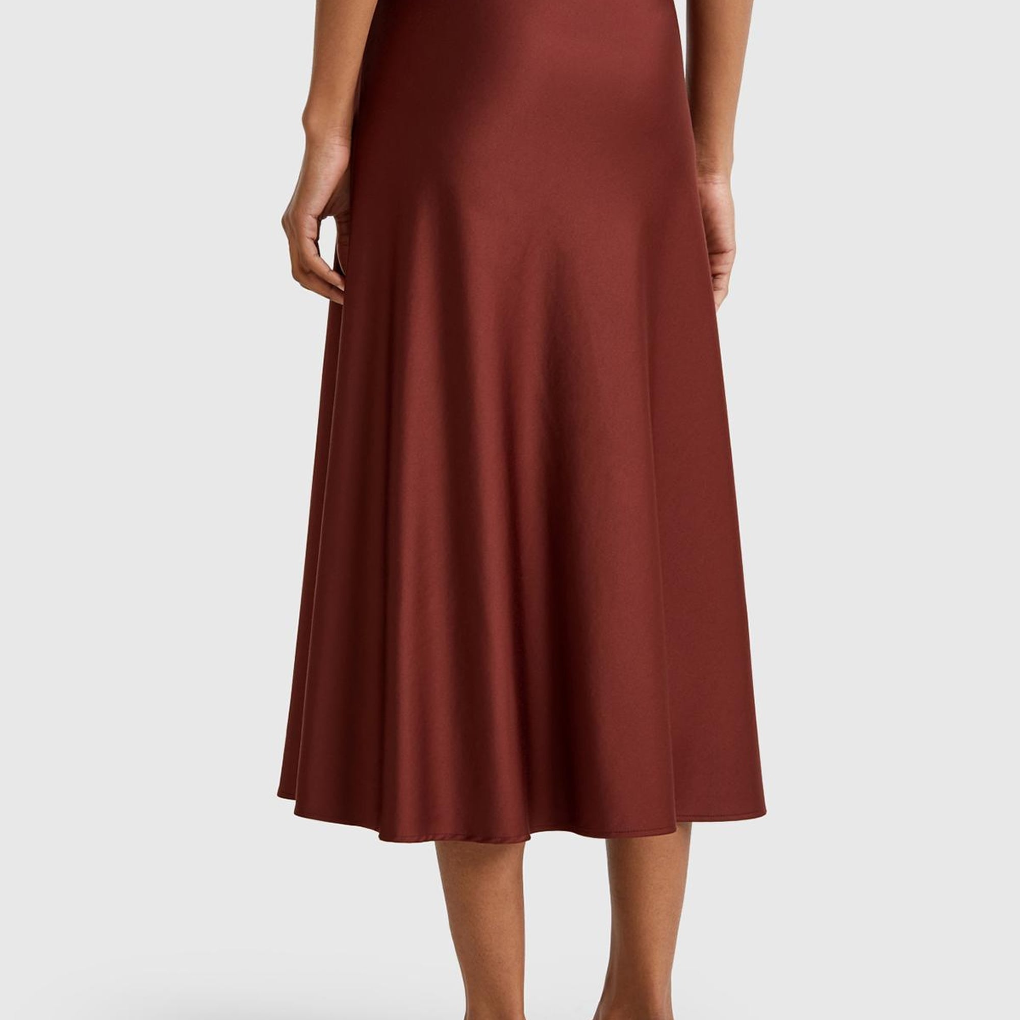 Kadın Kahverengi Viskoz Karışımlı Uzun Etek