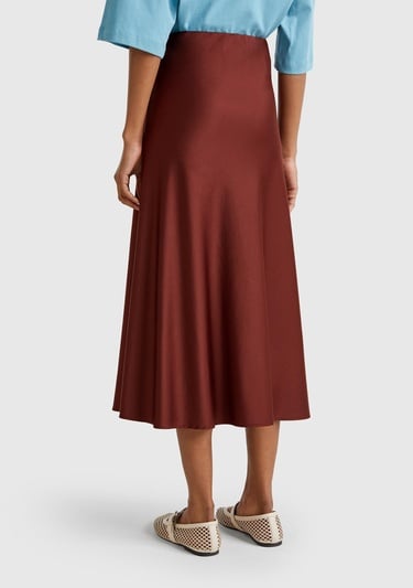  Kadın Kahverengi Viskoz Karışımlı Uzun Etek