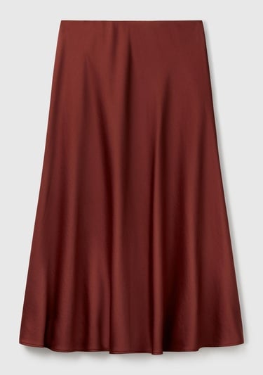  Kadın Kahverengi Viskoz Karışımlı Uzun Etek
