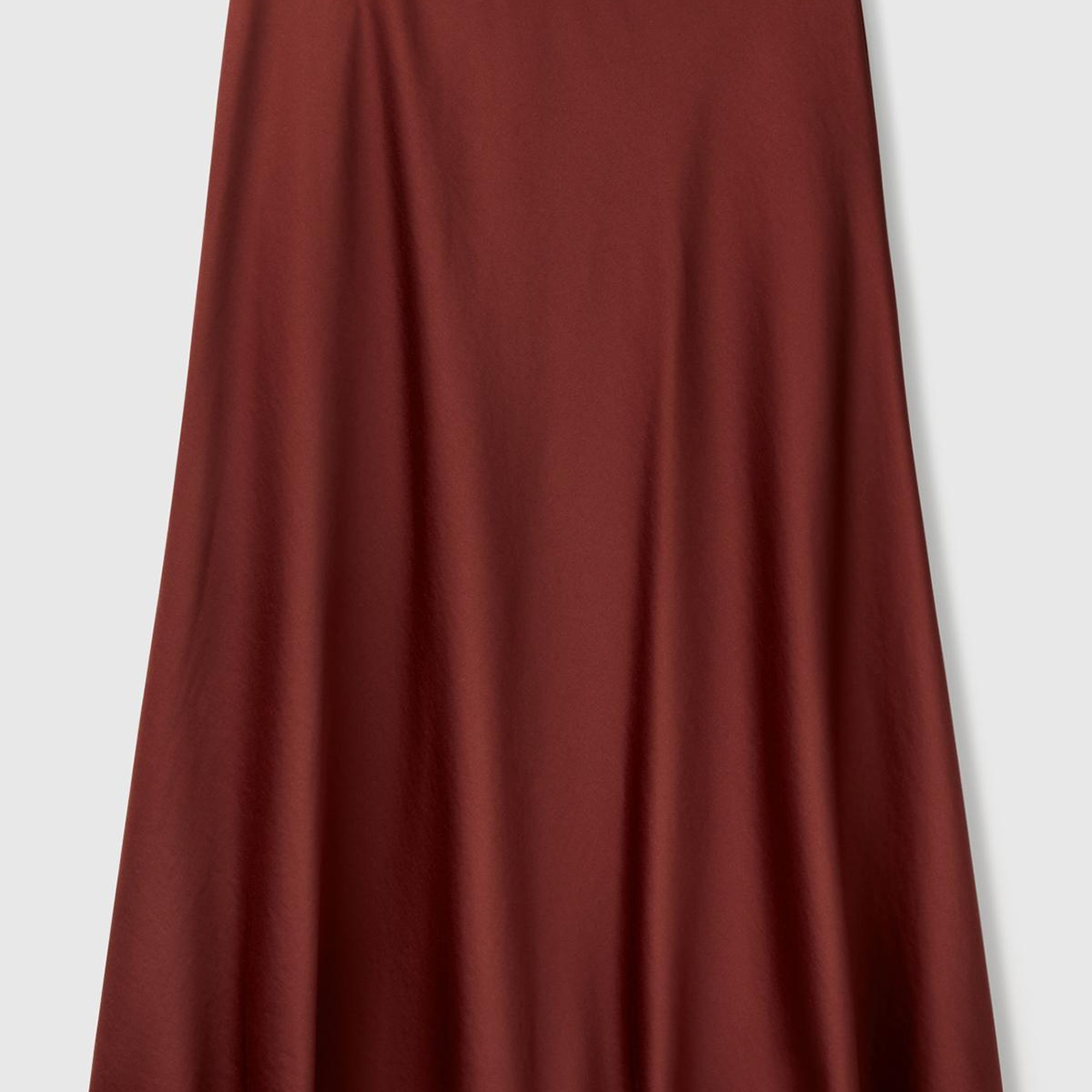 Kadın Kahverengi Viskoz Karışımlı Uzun Etek