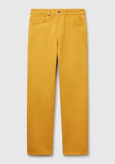  Kadın Sarı %100 Pamuk Normal Bel Regular Fit Denim Pantolon