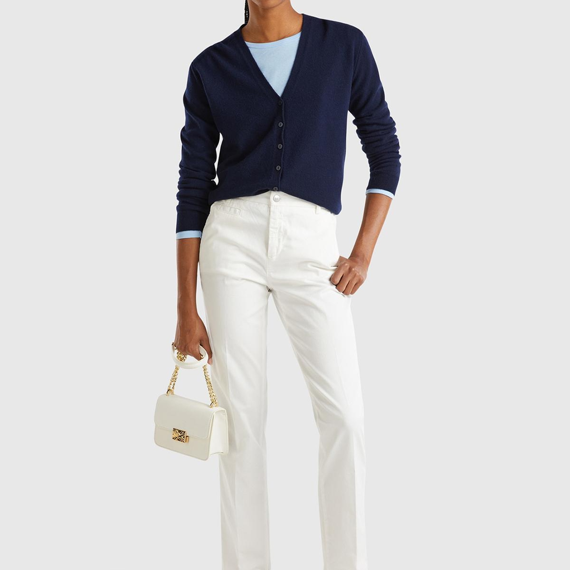 Kadın Beyaz Elastanlı Basic Chino Pantolon