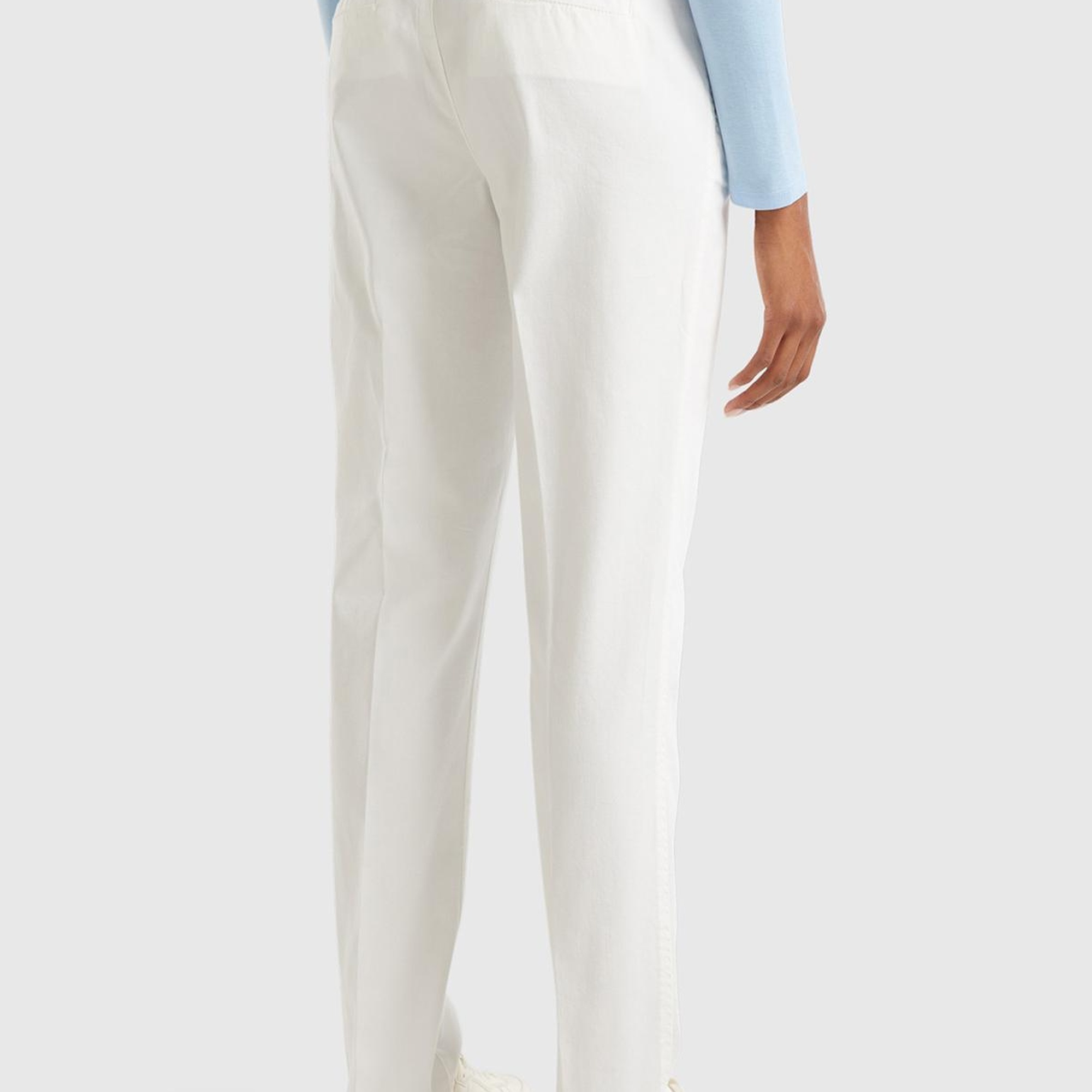 Kadın Beyaz Elastanlı Basic Chino Pantolon