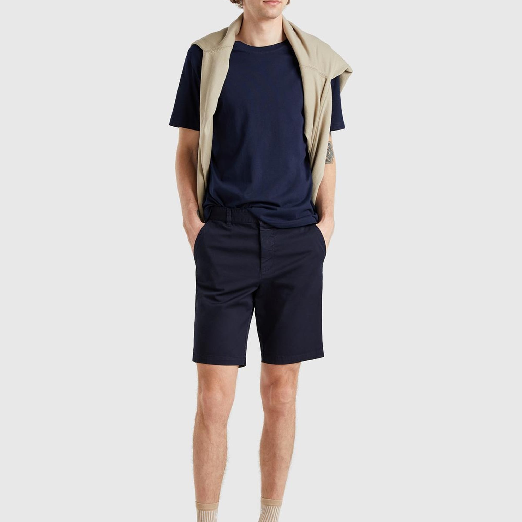 Erkek Lacivert Chino Bermuda