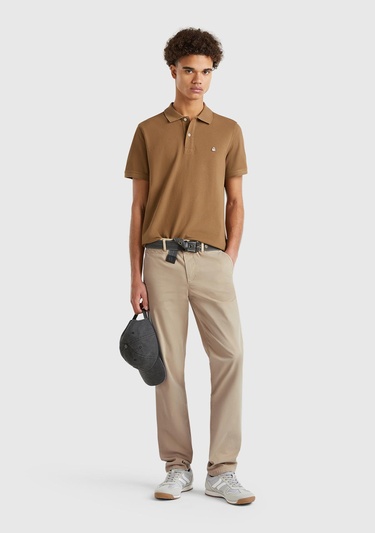  Erkek Bej Slim Fit Chino Pantolon