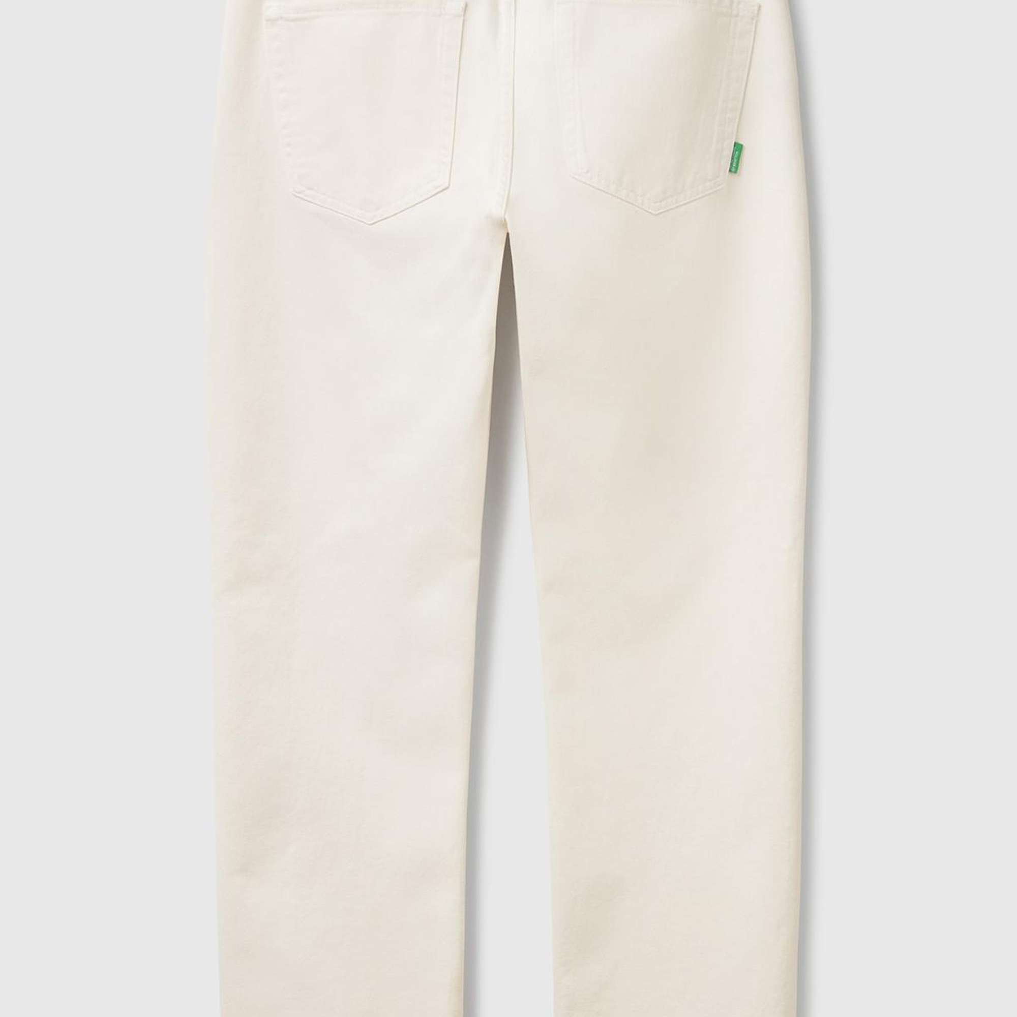 Erkek Beyaz %100 Pamuk Beli Logo Etiketli 5 Cepli Straight Fit Pantolon