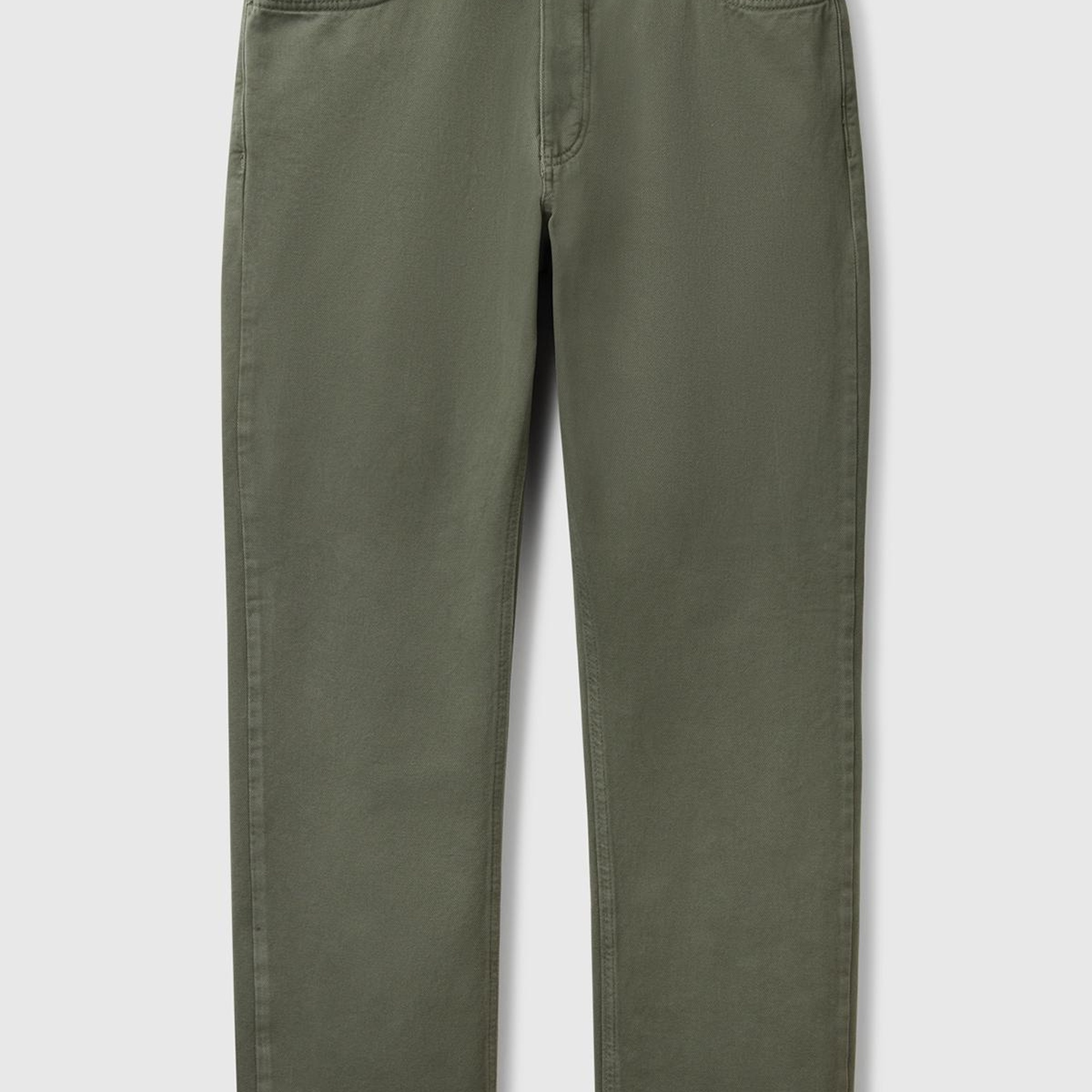 Erkek Soluk Yeşil %100 Pamuk Beli Logo Etiketli 5 Cepli Straight Fit Pantolon