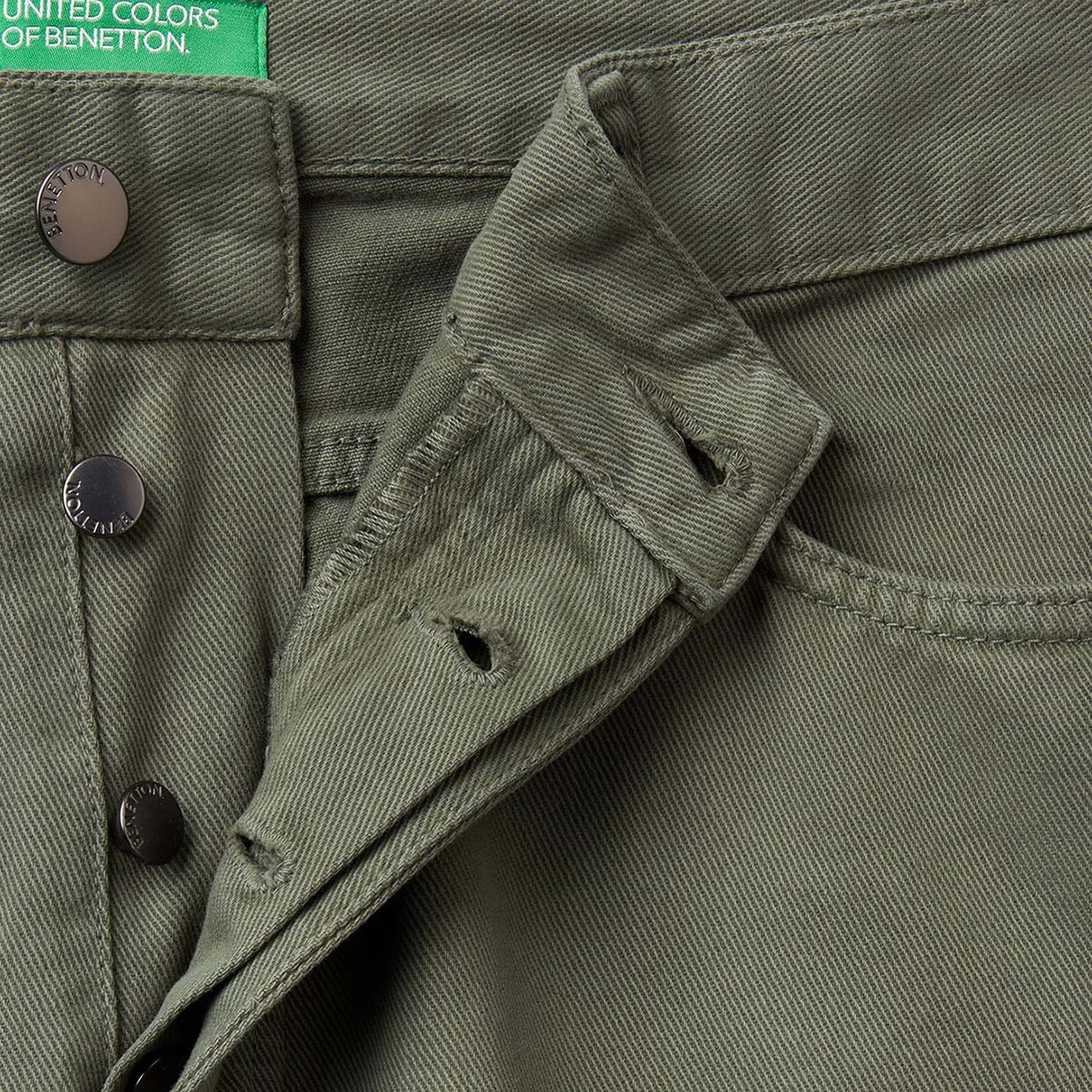 Erkek Soluk Yeşil %100 Pamuk Beli Logo Etiketli 5 Cepli Straight Fit Pantolon