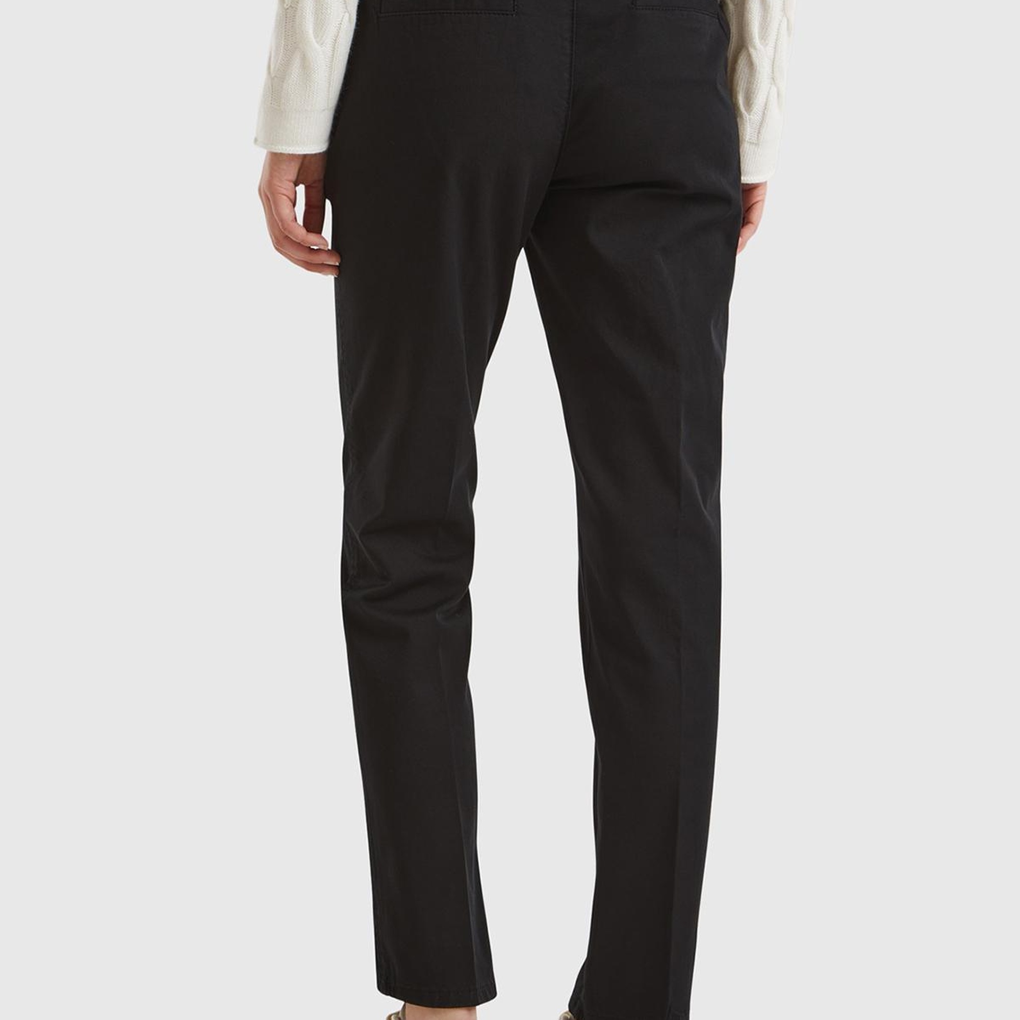 Kadın Siyah Elastanlı Basic Chino Pantolon