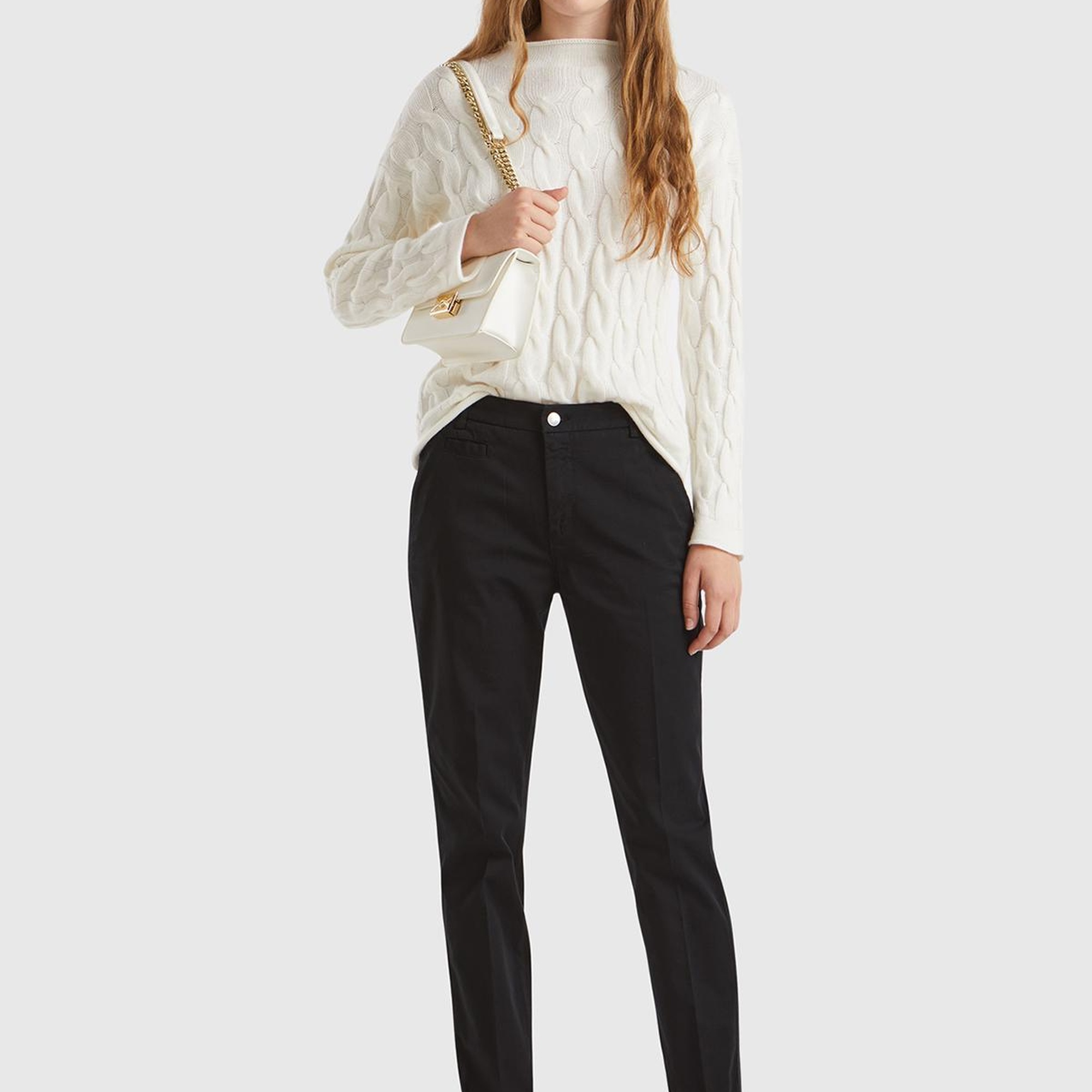 Kadın Siyah Elastanlı Basic Chino Pantolon