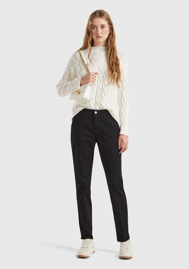  Kadın Siyah Elastanlı Basic Chino Pantolon