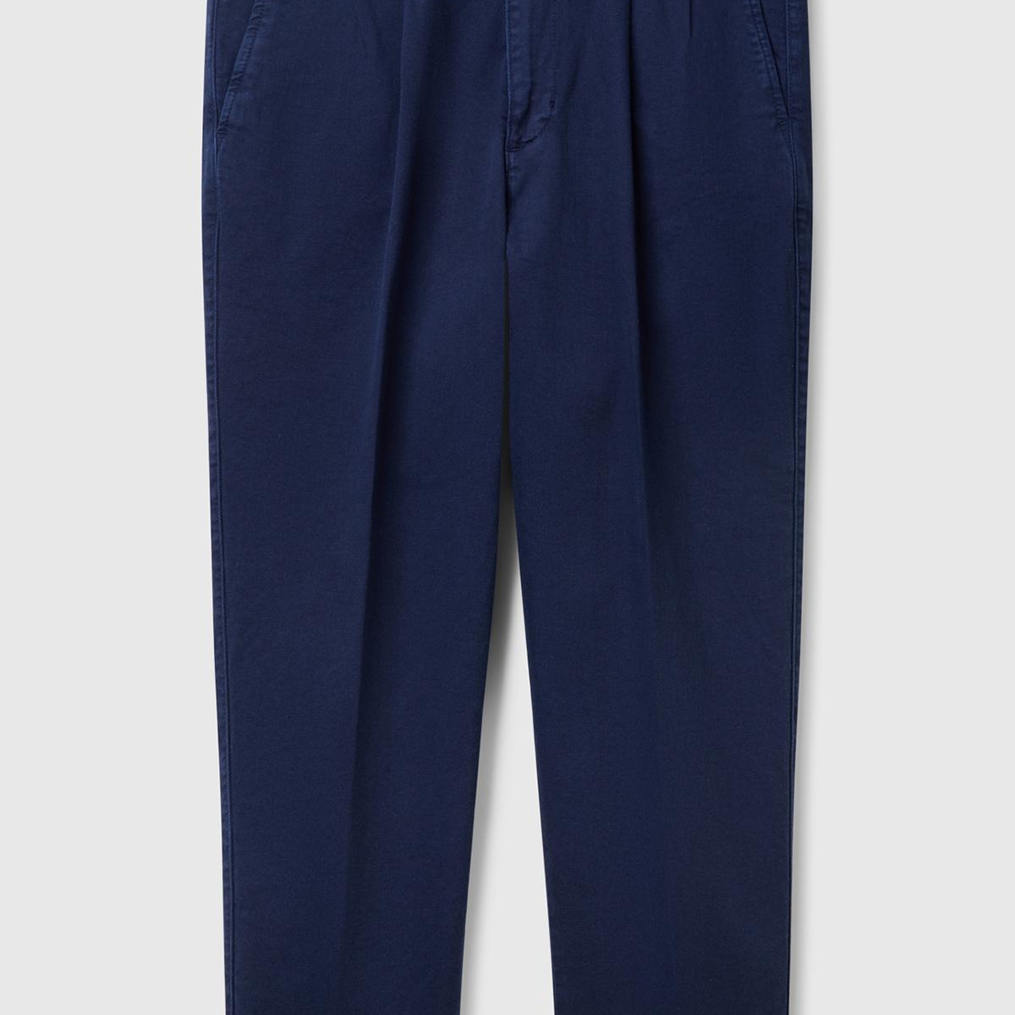 Erkek Lacivert Streç Pamuklu Arkası Cep Detaylı Gabardin Chino Pantolon