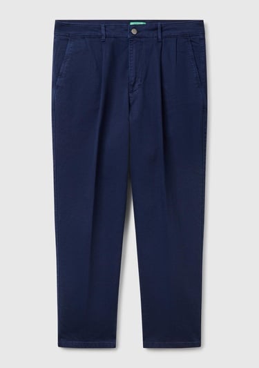  Erkek Lacivert Streç Pamuklu Arkası Cep Detaylı Gabardin Chino Pantolon