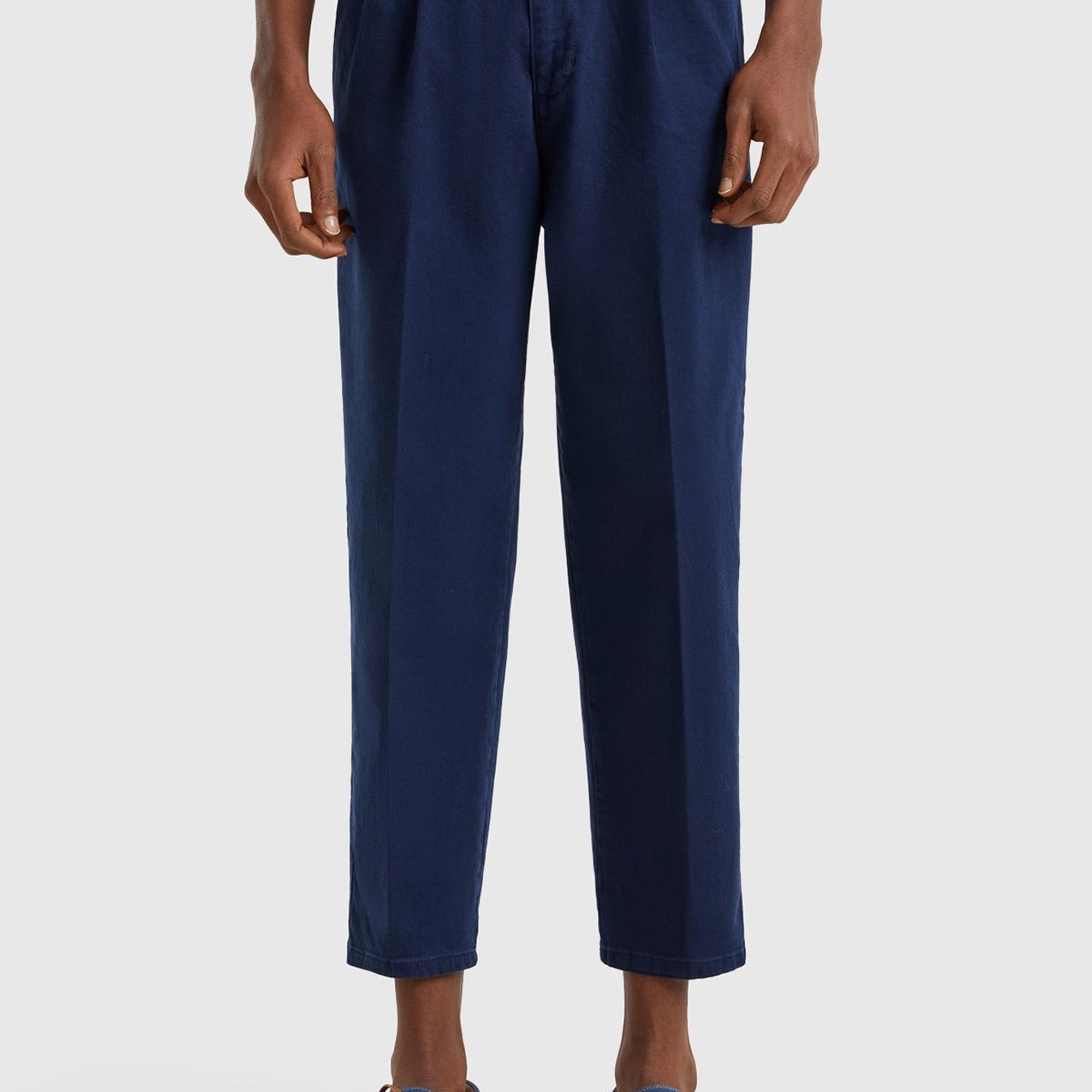 Erkek Lacivert Streç Pamuklu Arkası Cep Detaylı Gabardin Chino Pantolon