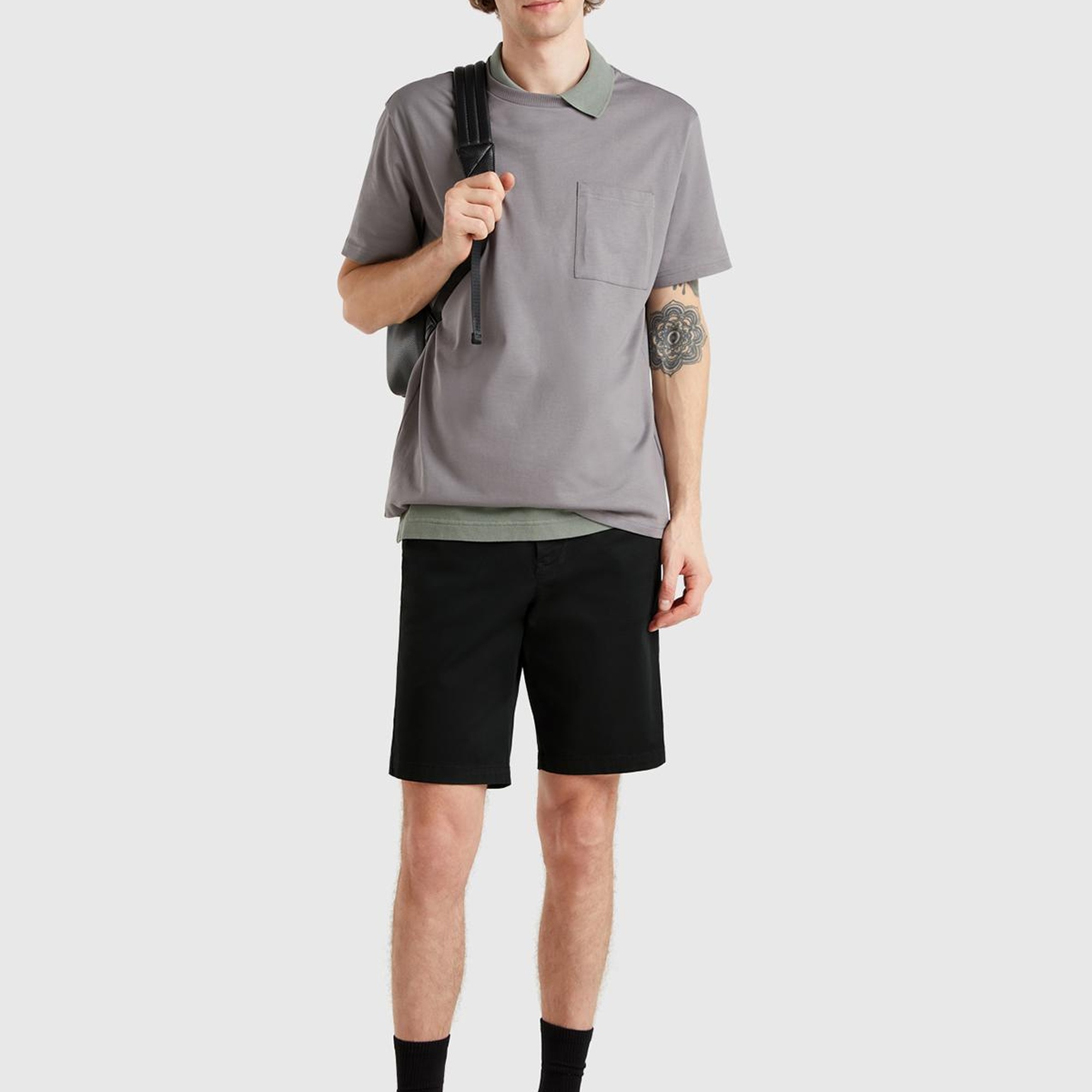 Erkek Siyah Chino Bermuda