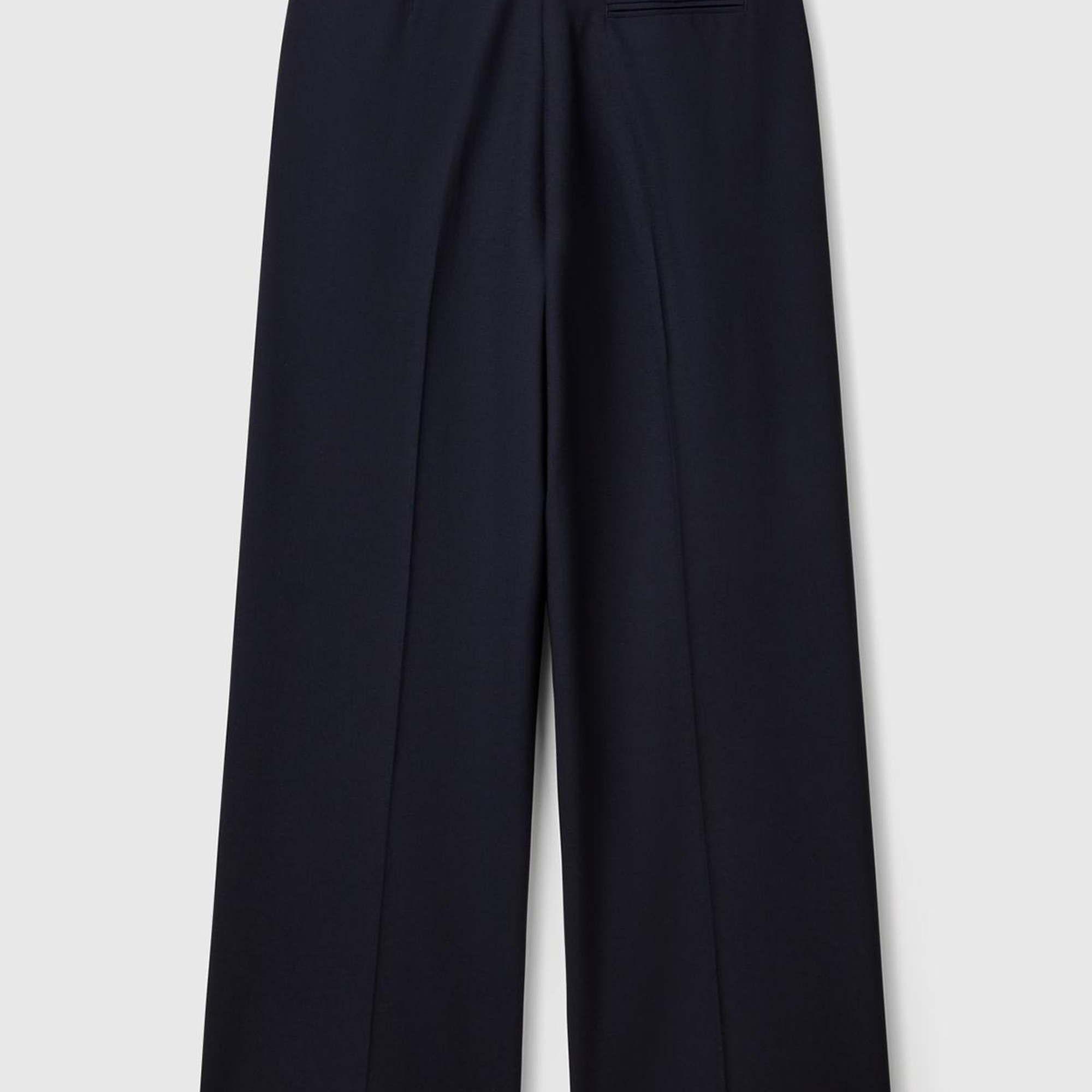 Kadın Lacivert Streç Kumaşlı Yüksek Bel Wide Leg Pantolon