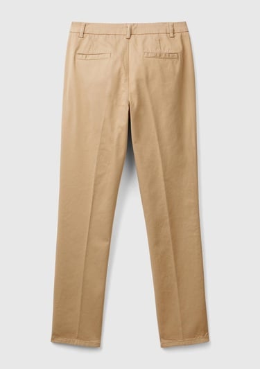  Kadın Bej Elastanlı Basic Chino Pantolon