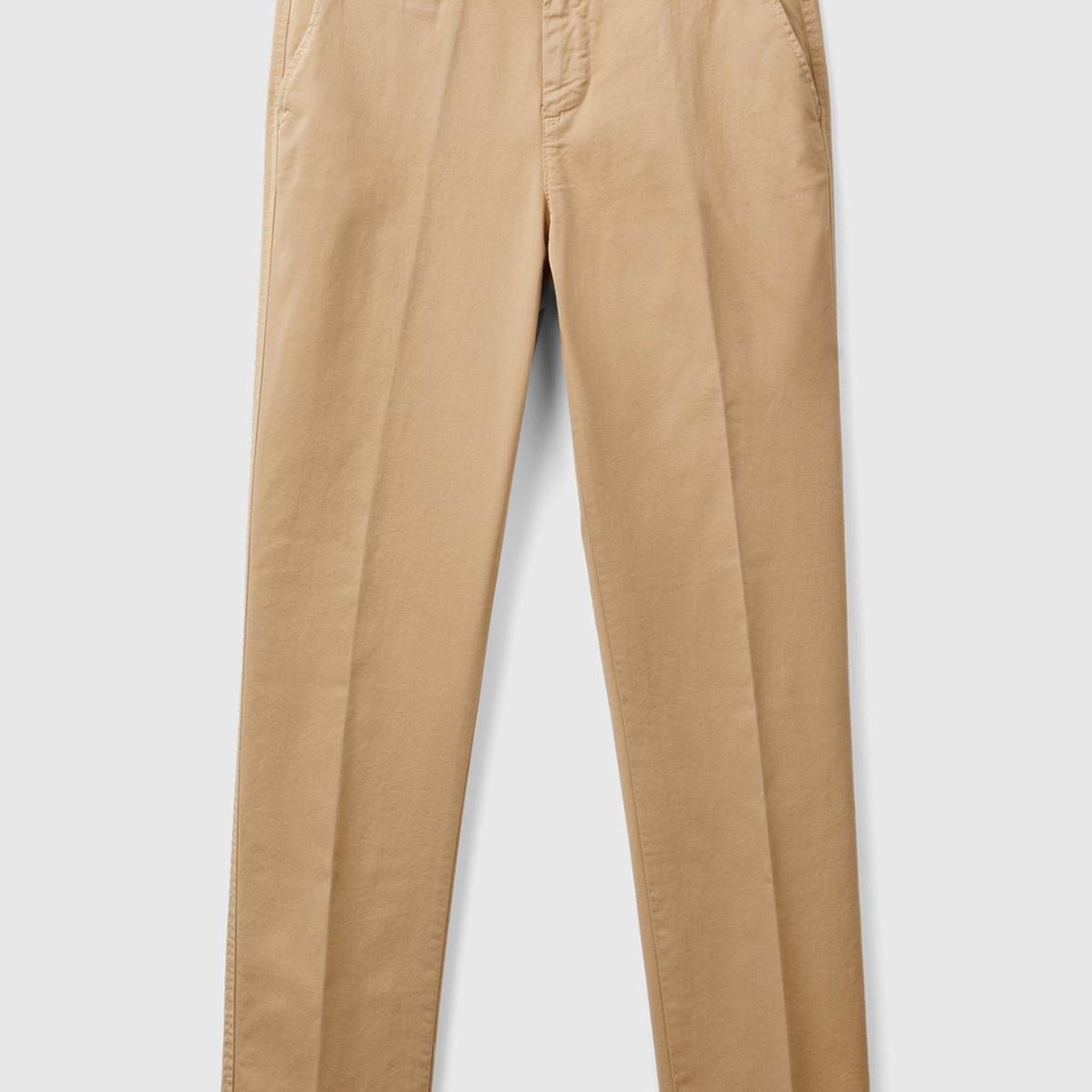 Kadın Bej Elastanlı Basic Chino Pantolon