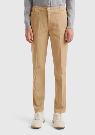  Kadın Bej Elastanlı Basic Chino Pantolon