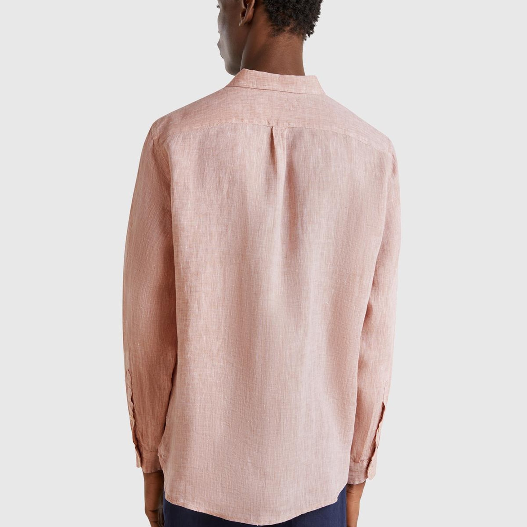 Erkek Bej %100 Keten Gömlek