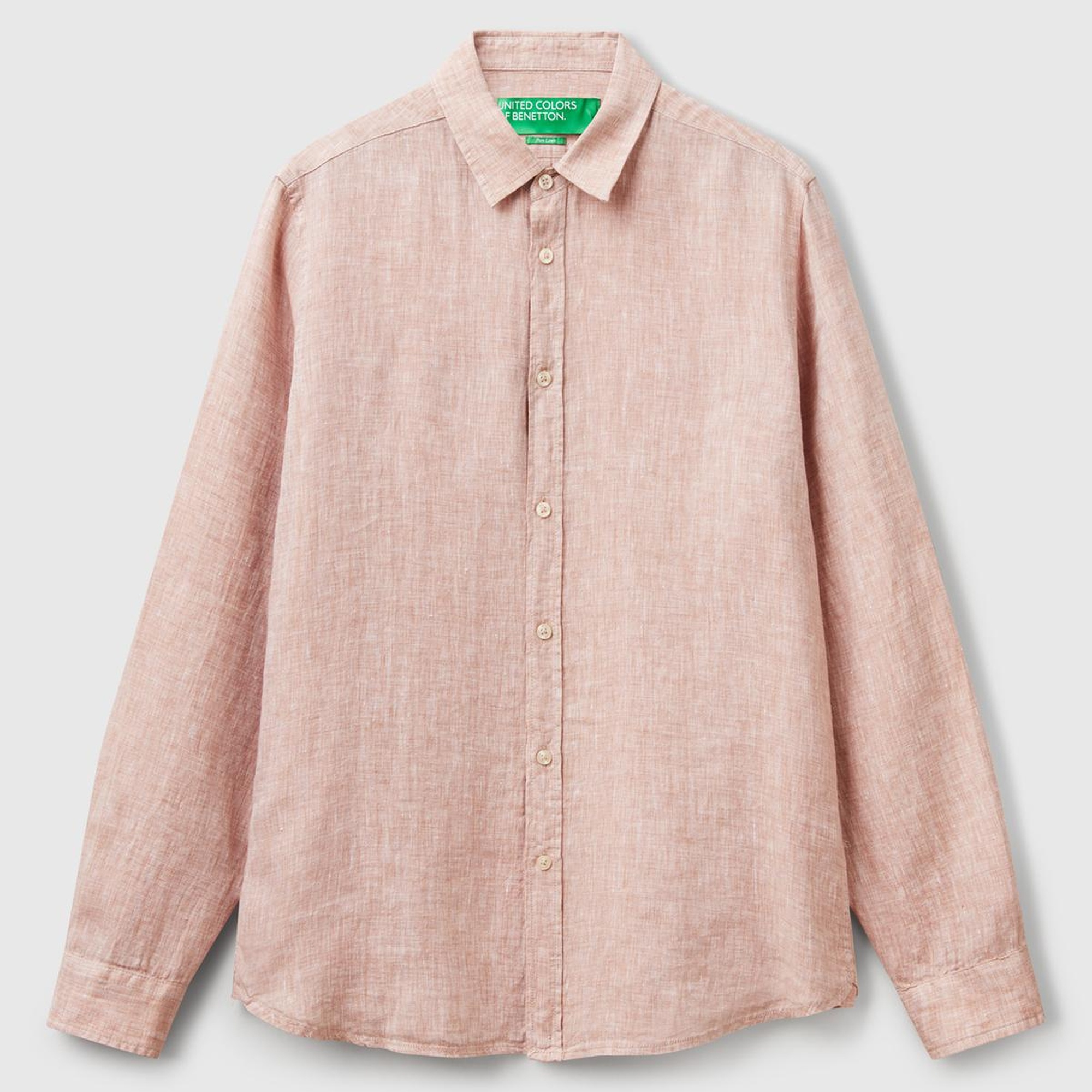 Erkek Bej %100 Keten Gömlek