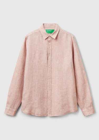  Erkek Bej %100 Keten Gömlek