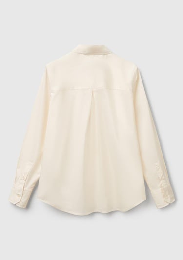  Kadın Krem Koton Karışımlı Yakası İşlemeli Regular Fit Gömlek