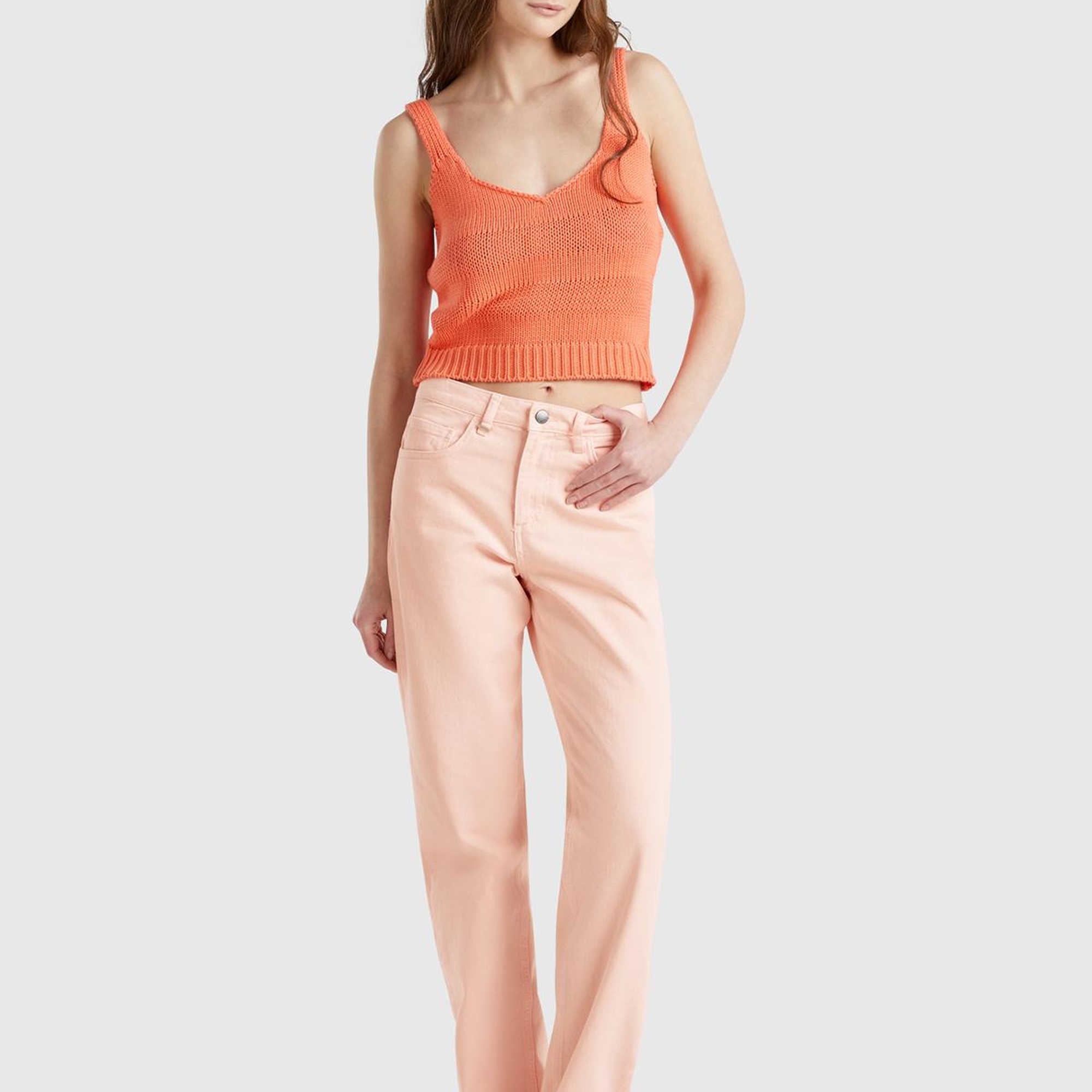 Kadın Pembe %100 Pamuk Normal Bel Regular Fit Denim Pantolon