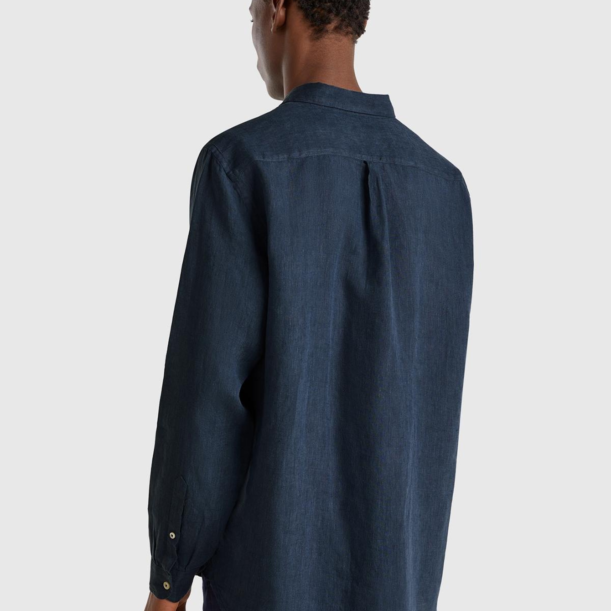 Erkek Lacivert %100 Keten Gömlek