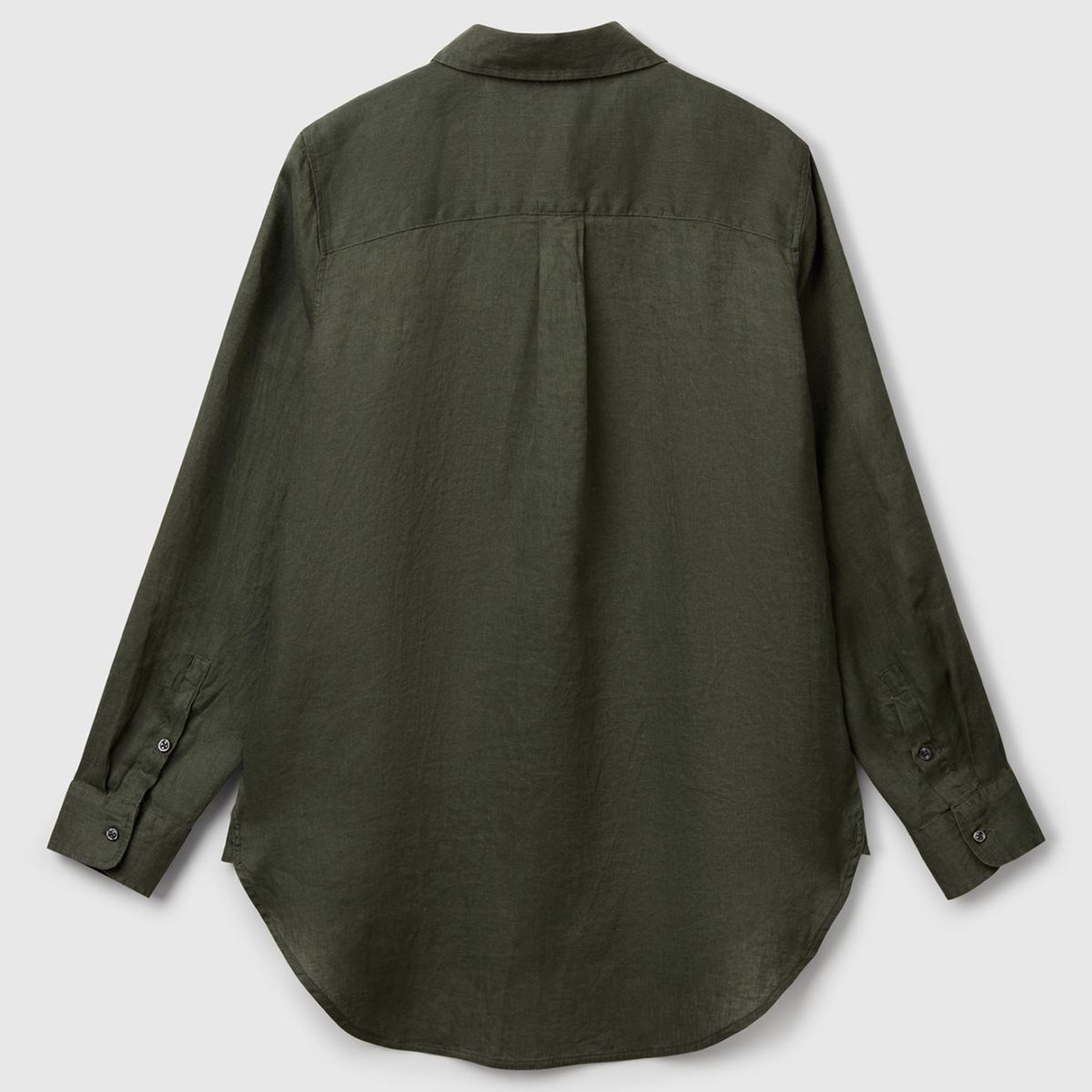 Kadın Haki %100 Keten Gömlek