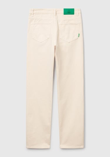  Kadın Krem %100 Pamuk Normal Bel Regular Fit Denim Pantolon