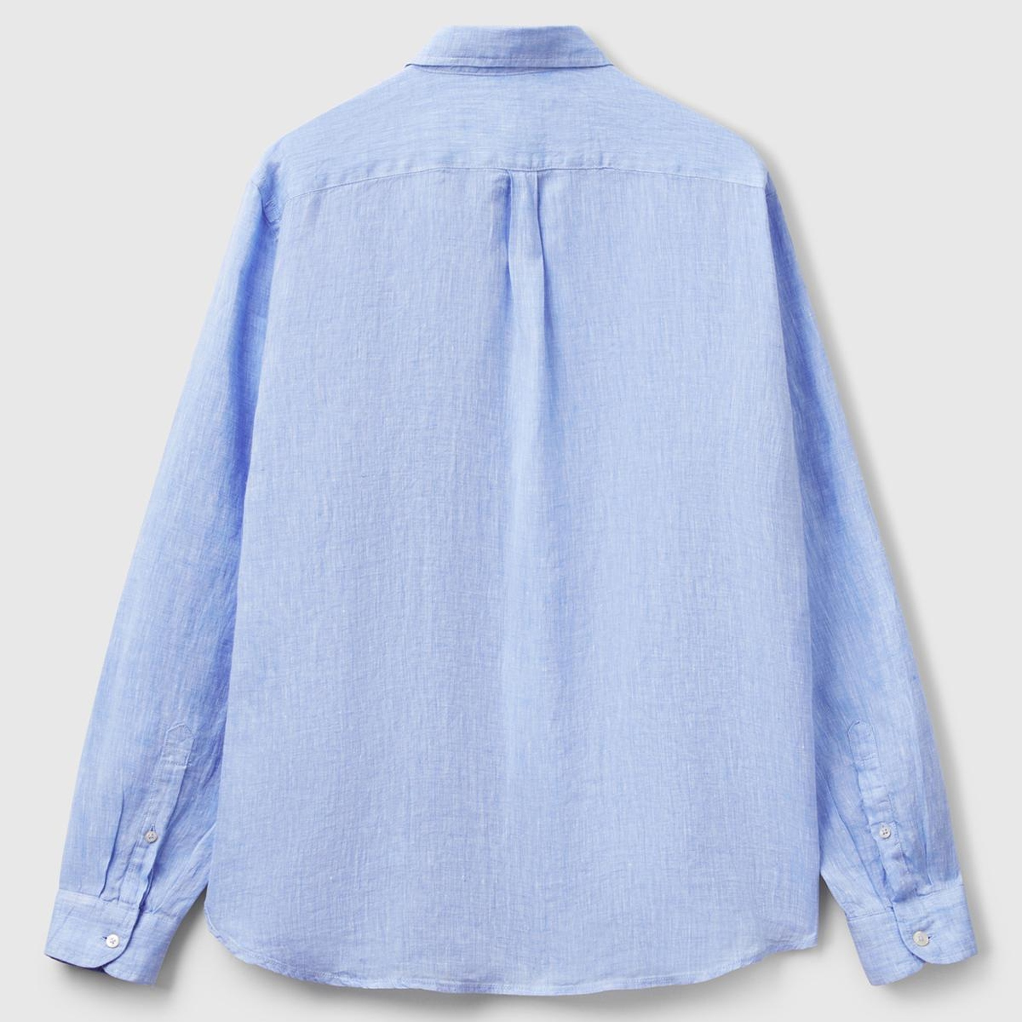 Erkek Mavi %100 Keten Gömlek