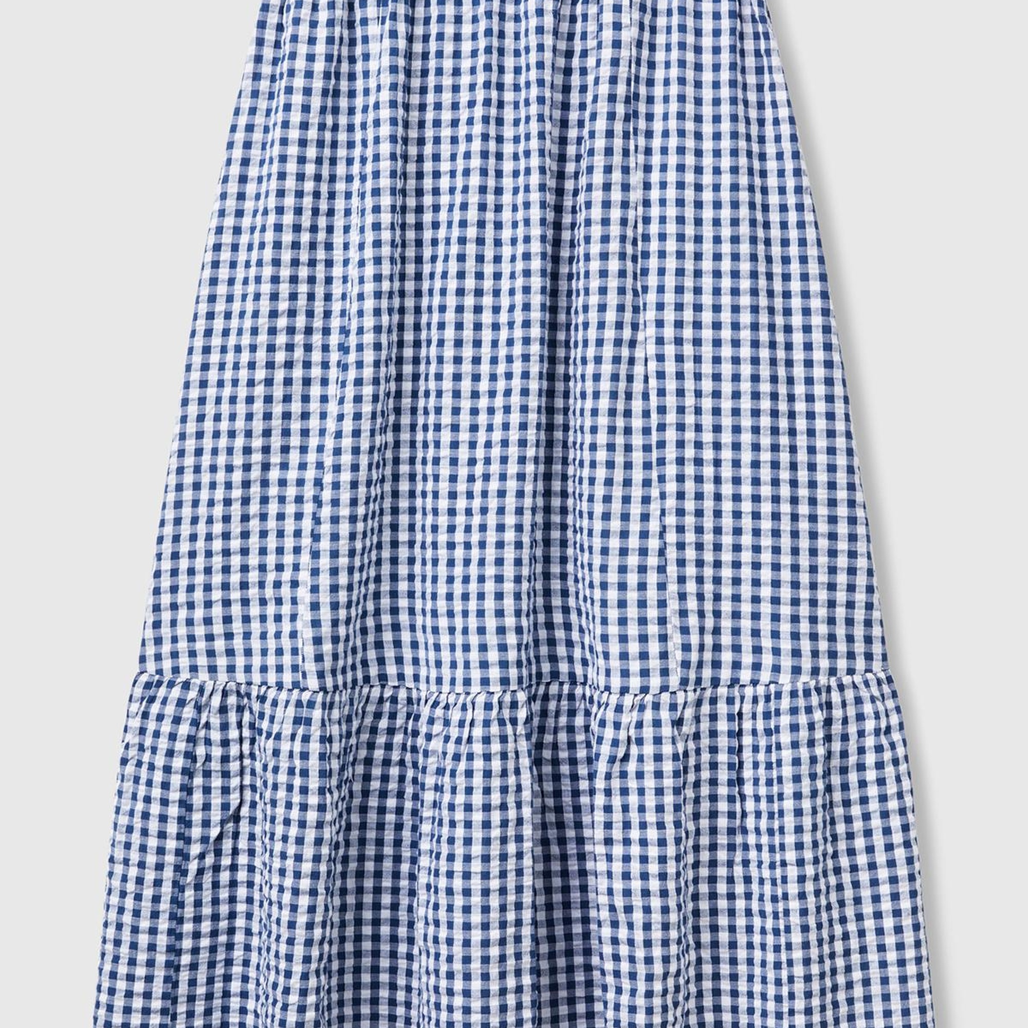 Kadın Mavi %100 Pamuk Pötikareli Beli Lastikli Uzun Etek