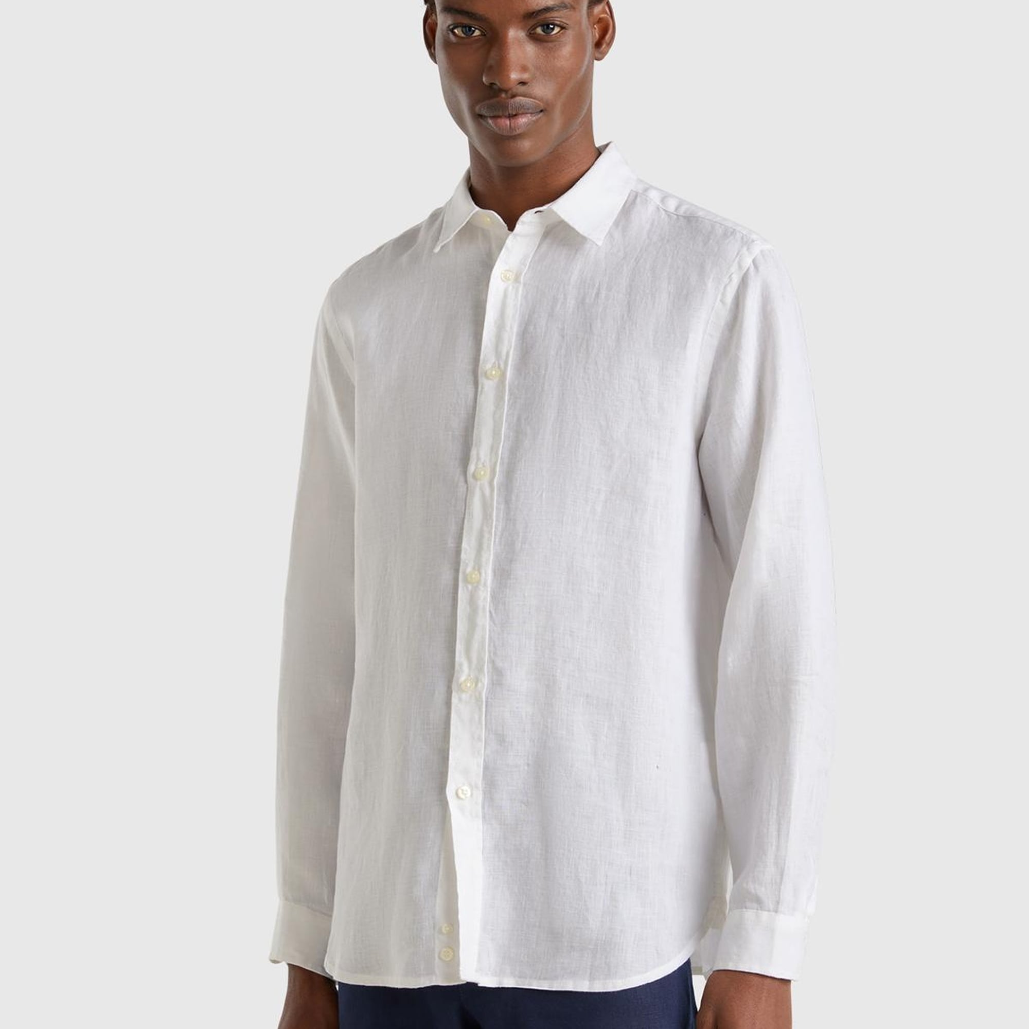 Erkek Beyaz %100 Keten Gömlek