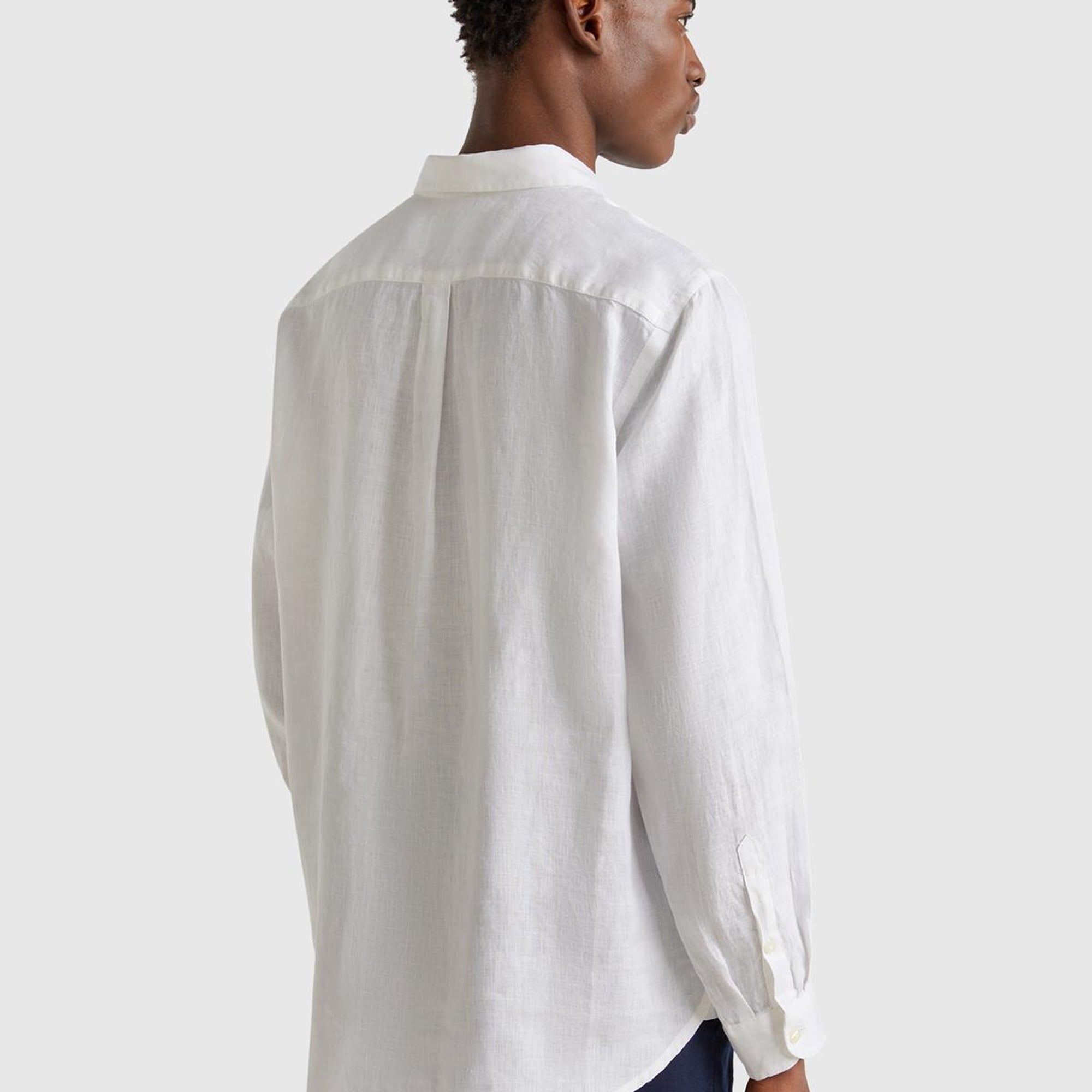 Erkek Beyaz %100 Keten Gömlek