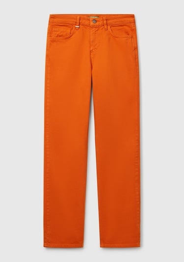  Kadın Turuncu %100 Pamuk Normal Bel Regular Fit Denim Pantolon