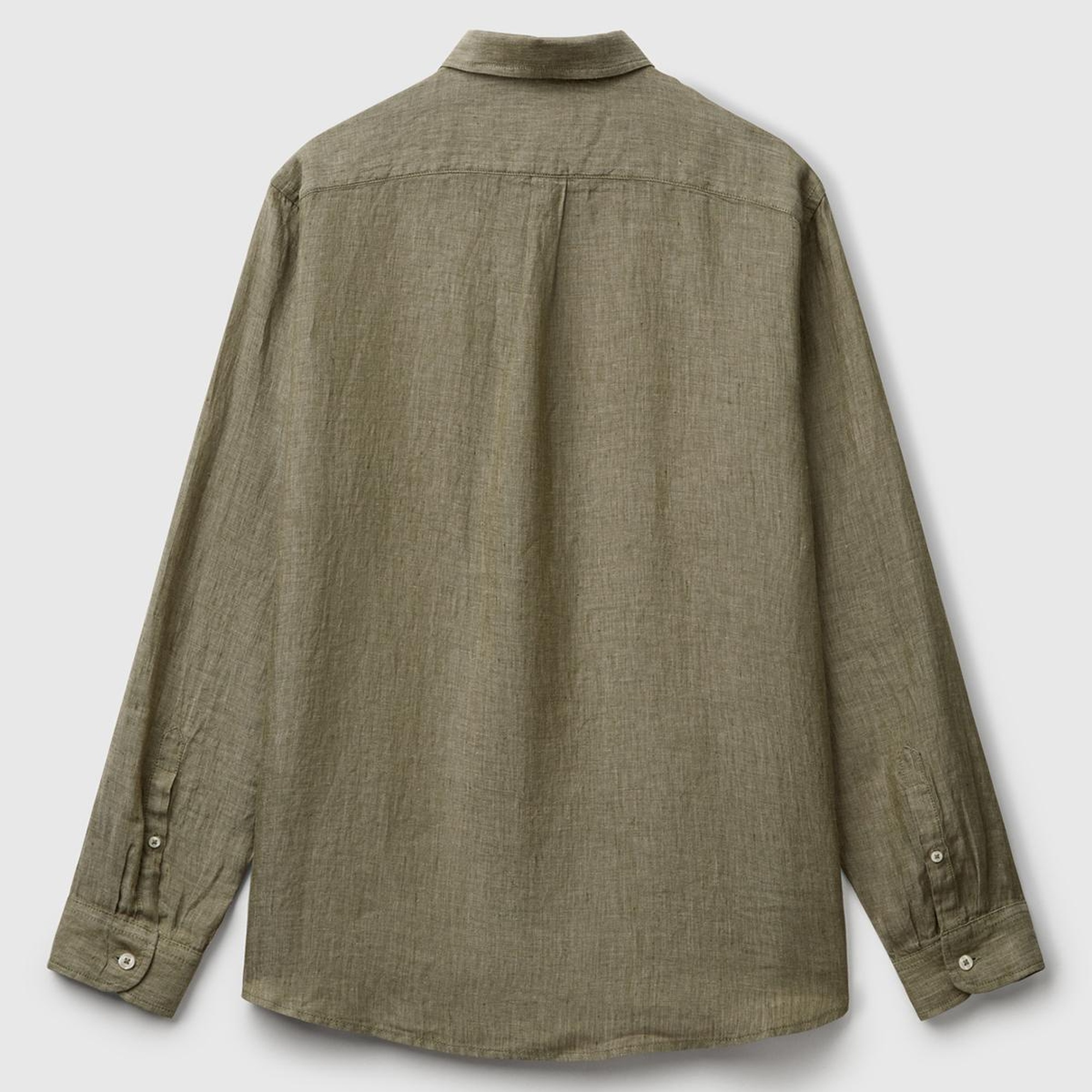 Erkek Haki %100 Keten Gömlek