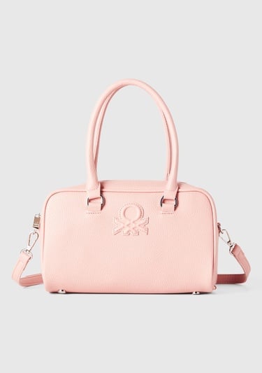  Kadın Pembe Kabartma Logolu Çift Saplı Omuz Çantası