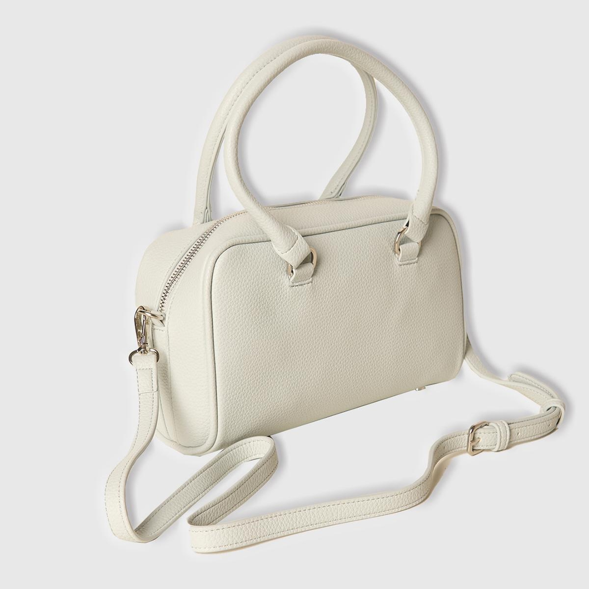 Kadın Açık Mavi Kabartma Logolu Çift Saplı Omuz Çantası