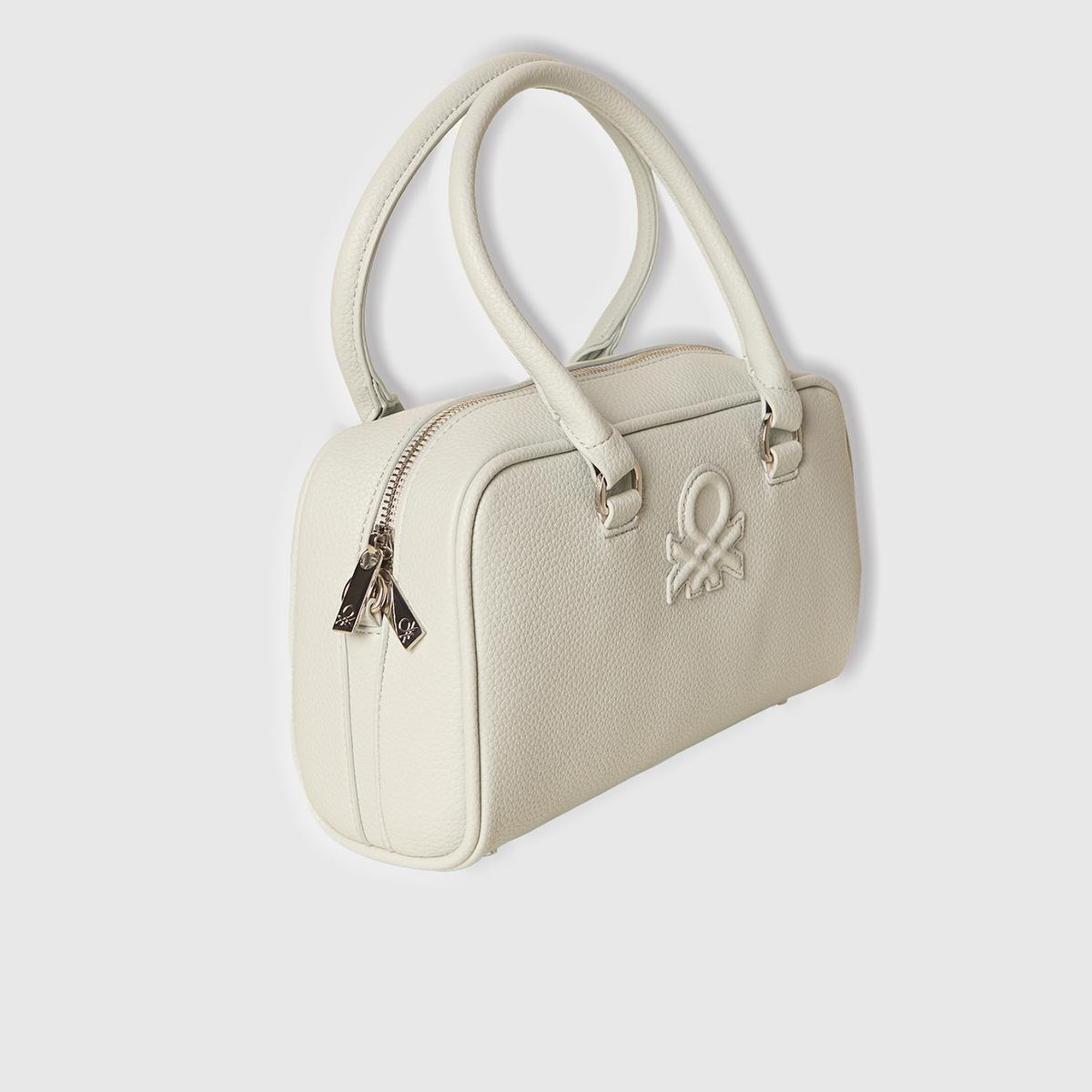 Kadın Açık Mavi Kabartma Logolu Çift Saplı Omuz Çantası