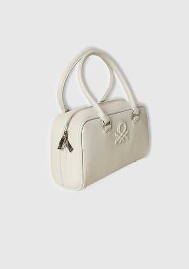  Kadın Açık Mavi Kabartma Logolu Çift Saplı Omuz Çantası