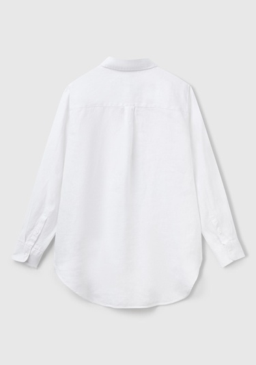  Kadın Beyaz %100 Keten Gömlek