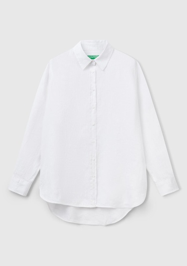  Kadın Beyaz %100 Keten Gömlek