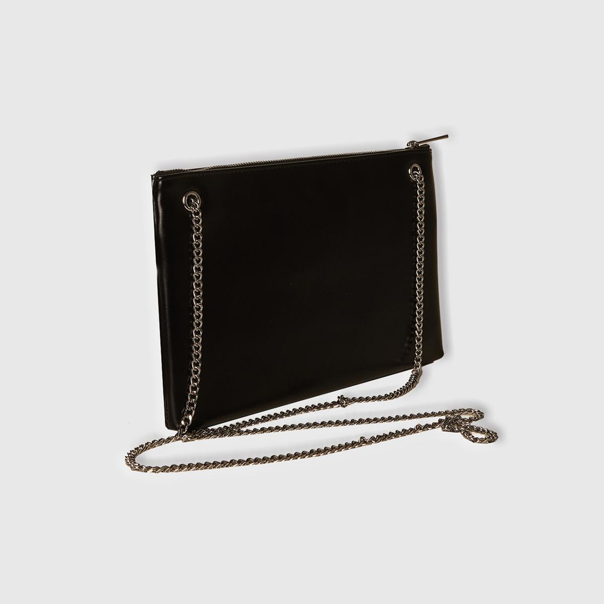 Kadın Siyah Fermuarlı Zincir Omuz Askılı Mini Çanta