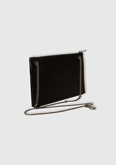  Kadın Siyah Fermuarlı Zincir Omuz Askılı Mini Çanta