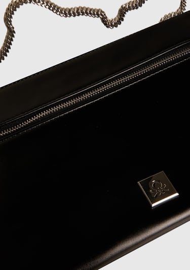  Kadın Siyah Fermuarlı Zincir Omuz Askılı Mini Çanta