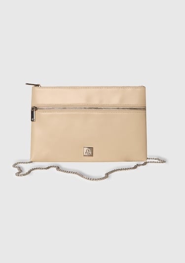  Kadın Taş Rengi Fermuarlı Zincir Omuz Askılı Mini Çanta